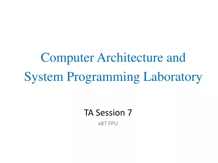 computer architecture and system programming