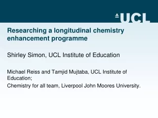 Researching a longitudinal chemistry enhancement programme