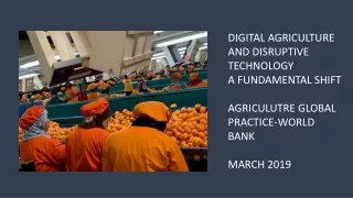 DIGITAL AGRICULTURE AND DISRUPTIVE TECHNOLOGY A FUNDAMENTAL SHIFT
