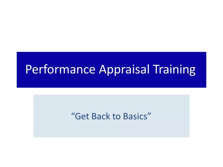 performance appraisal training