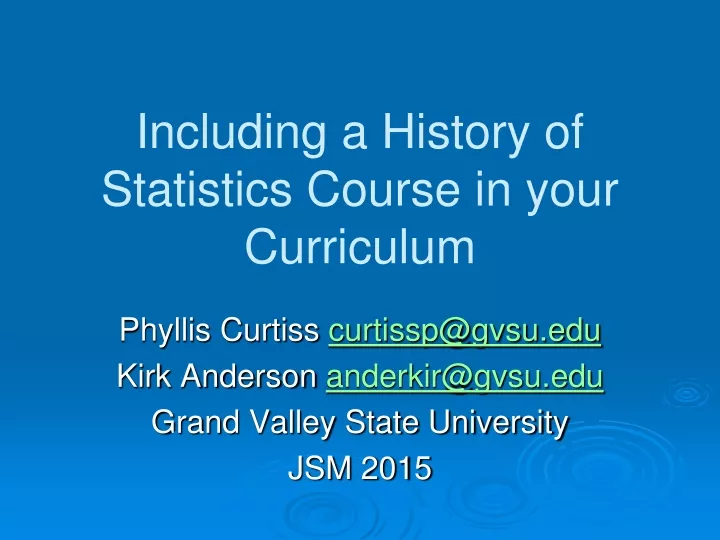 including a history of statistics course in your curriculum