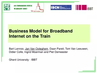Business Model for Broadband  Internet on the Train