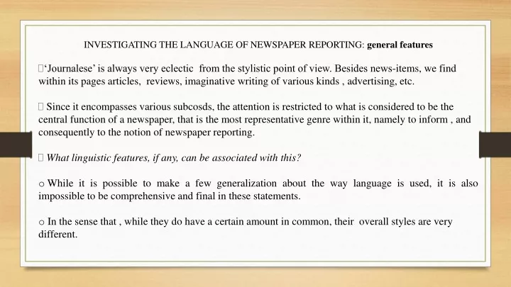 investigating the language of newspaper reporting