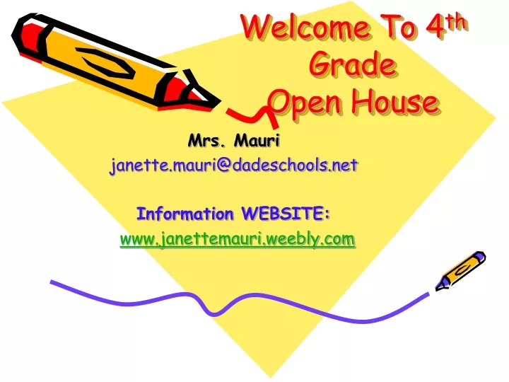 welcome to 4 th grade open house
