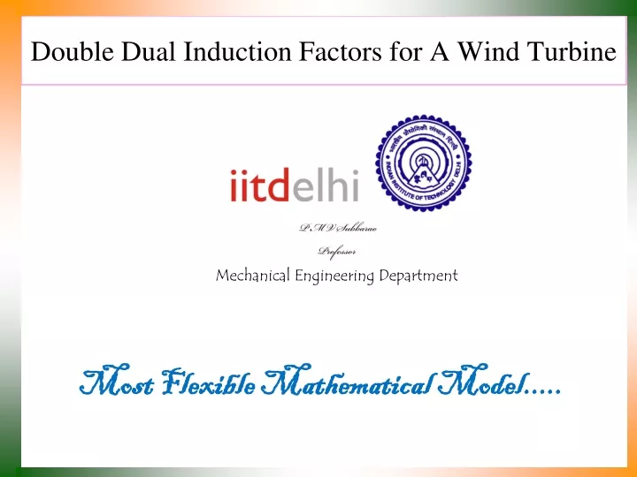 double dual induction factors for a wind turbine