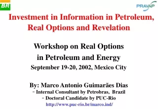 . Investment in Information in Petroleum,  Real Options and Revelation Workshop on Real Options