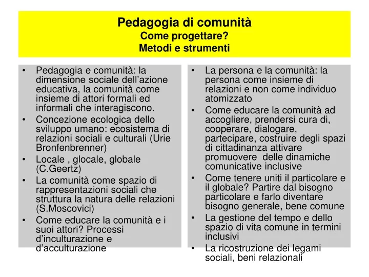 pedagogia di comunit come progettare metodi e strumenti