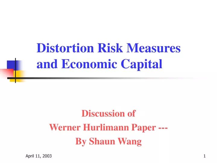 distortion risk measures and economic capital