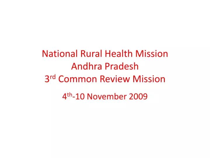 national rural health mission andhra pradesh 3 rd common review mission