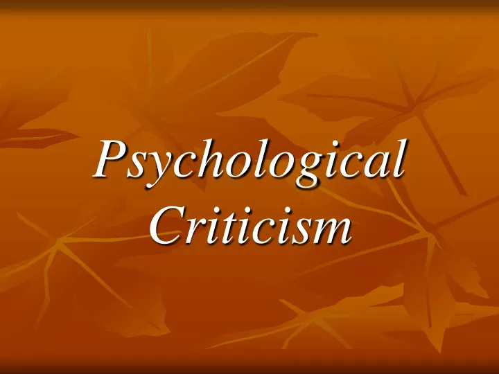 psychological criticism