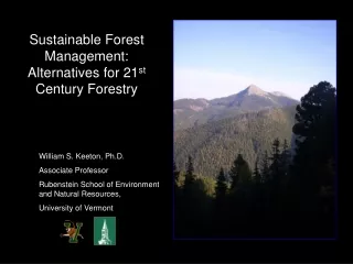 Sustainable Forest Management: Alternatives for 21 st  Century Forestry
