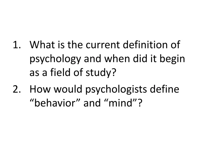 what is the current definition of psychology