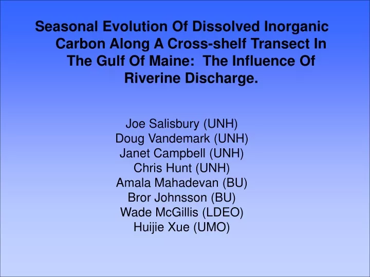 seasonal evolution of dissolved inorganic carbon