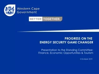 PROGRESS ON THE  ENERGY SECURITY GAME CHANGER