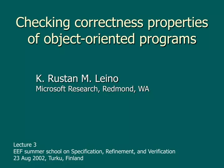 checking correctness properties of object oriented programs