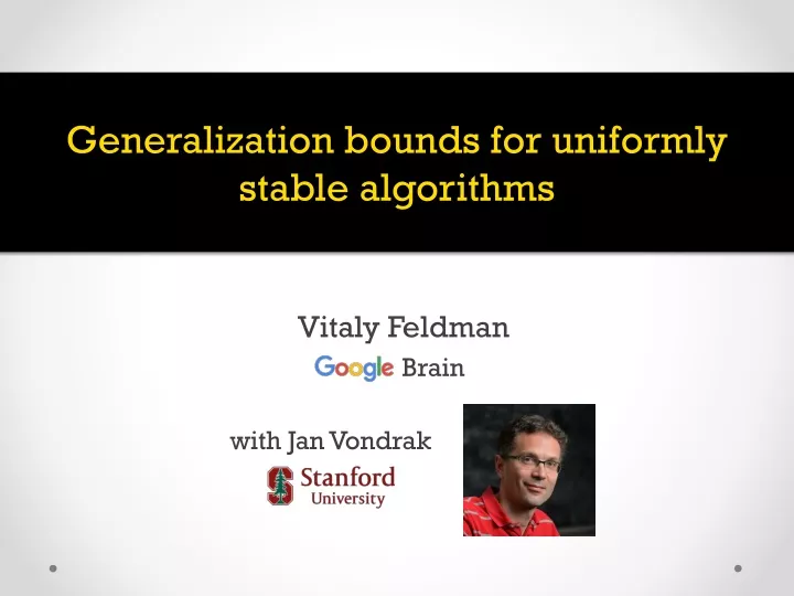 generalization bounds for uniformly stable