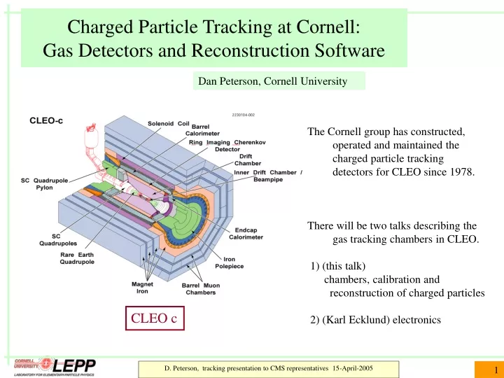 charged particle tracking at cornell gas detectors and reconstruction software