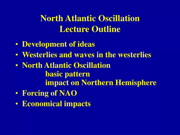 north atlantic oscillation lecture outline