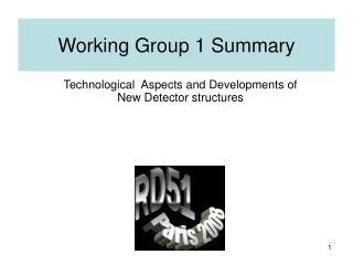Working Group 1 Summary
