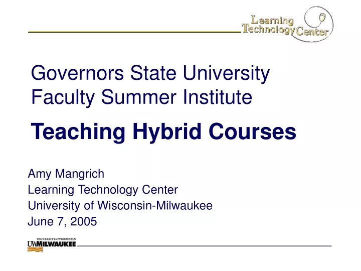 governors state university faculty summer institute teaching hybrid courses