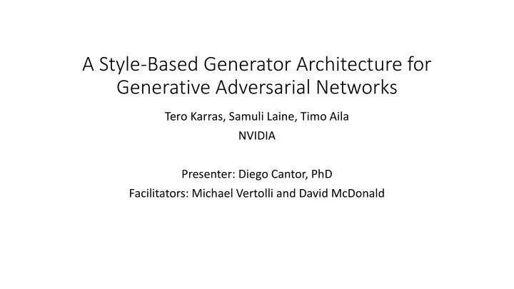 a style based generator architecture for generative adversarial networks