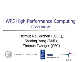 WP5 High-Performance Computing Overview