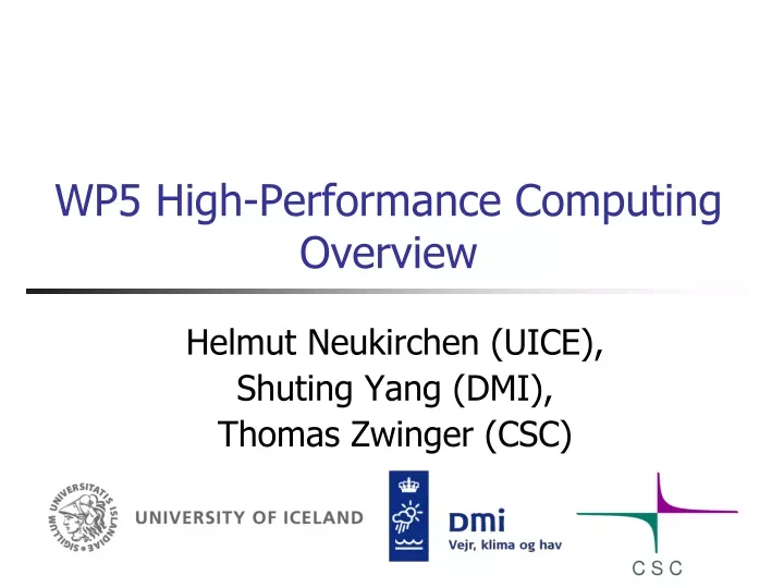 wp5 high performance computing overview