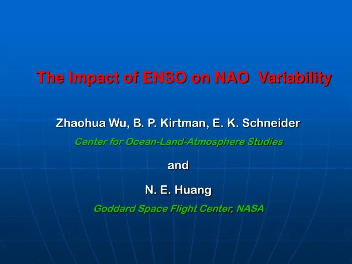 the impact of enso on nao variability