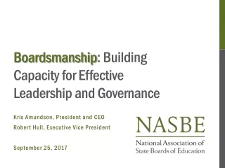 Boardsmanship : Building Capacity for Effective Leadership and Governance