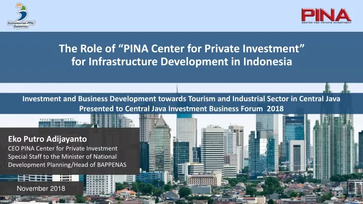 the role of pina center for private investment for infrastructure development in indonesia