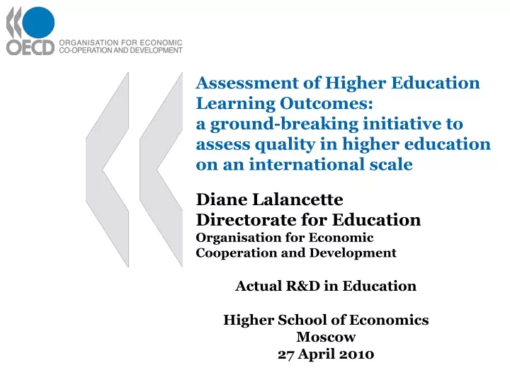 assessment of higher education learning outcomes