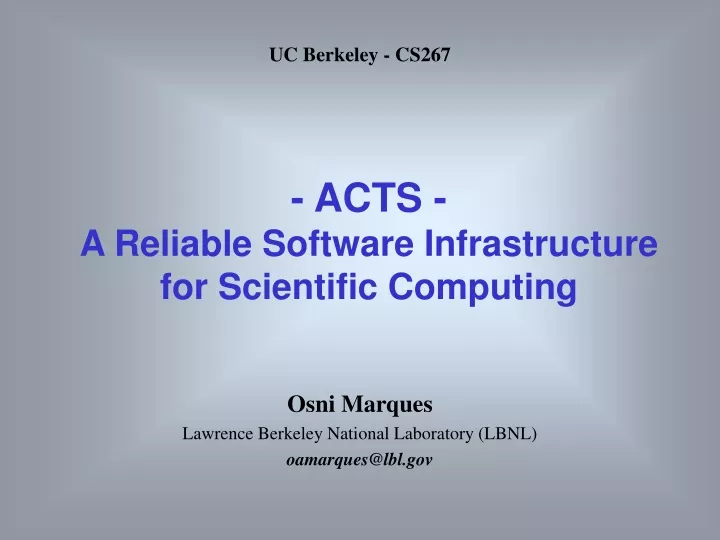 acts a reliable software infrastructure for scientific computing