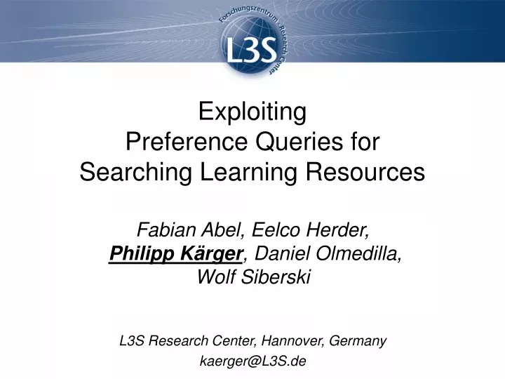 exploiting preference queries for searching learning resources