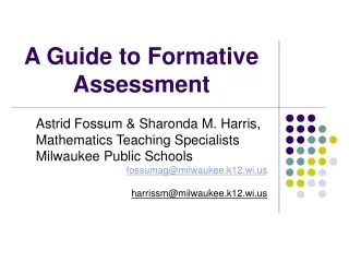 A Guide to Formative Assessment
