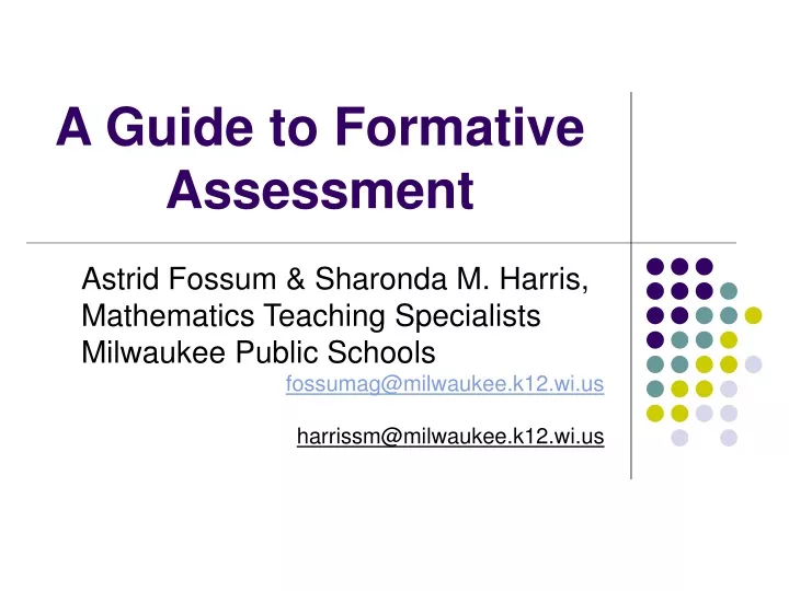 a guide to formative assessment