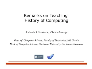 Remarks on Teaching  History of Computing