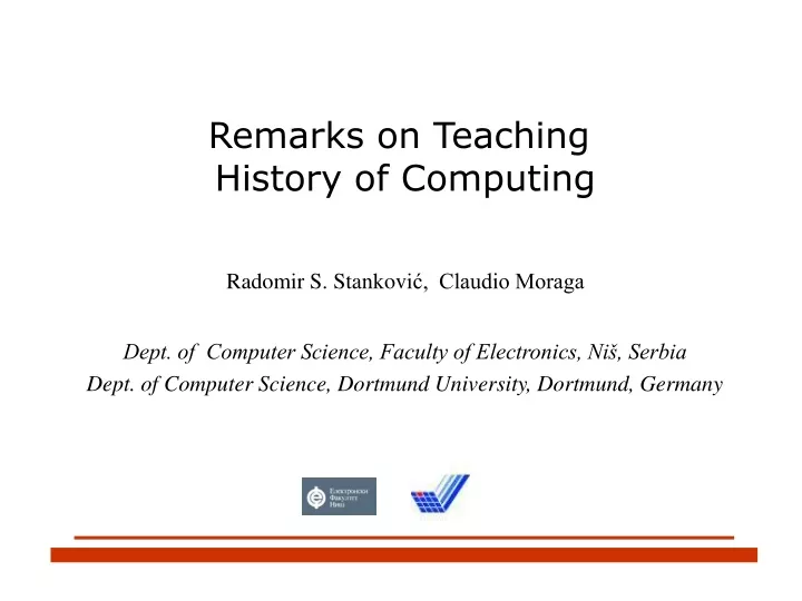 remarks on teaching history of computing