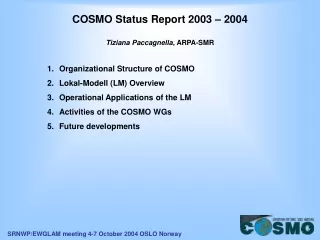 COSMO Status Report 2003 – 2004 Tiziana Paccagnella,  ARPA-SMR