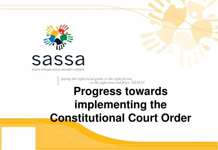 progress towards implementing the constitutional court order