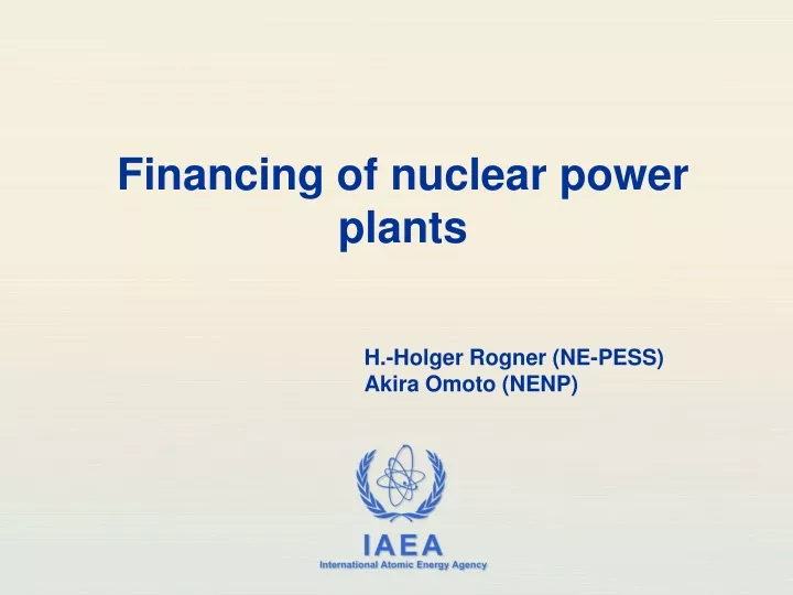 financing of nuclear power plants