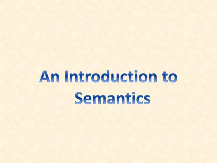 an introduction to semantics
