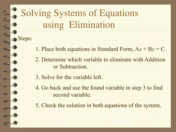 solving systems of equations using elimination