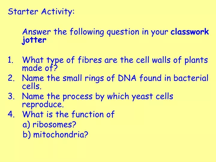 starter activity answer the following question