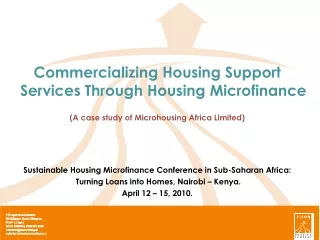 Commercializing Housing Support Services Through Housing Microfinance