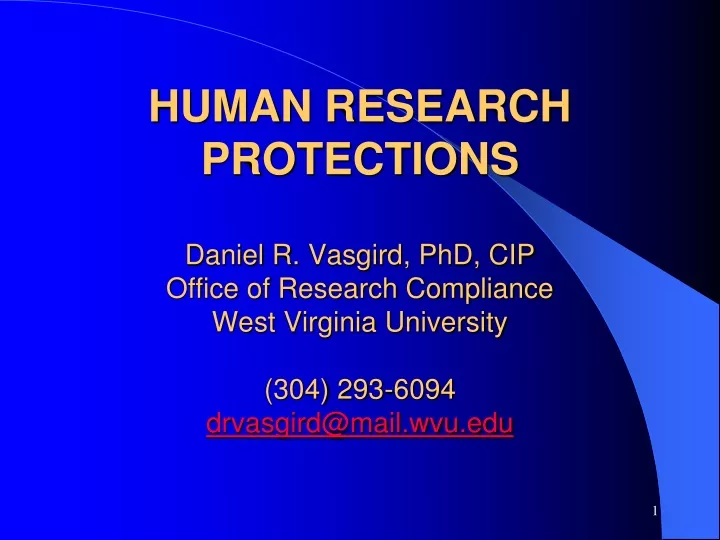 human research protections daniel r vasgird