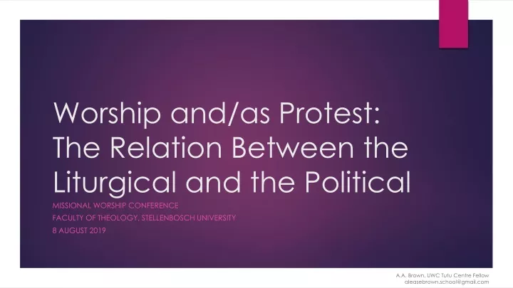 worship and as protest the relation between the liturgical and the political