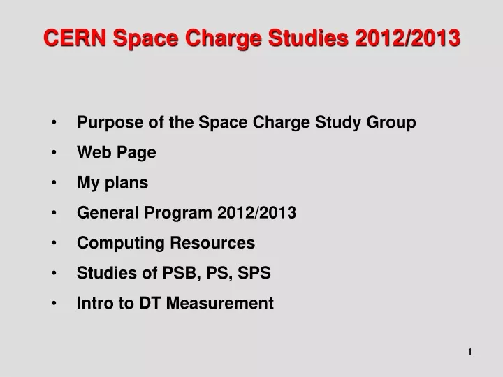 cern space charge studies 2012 2013