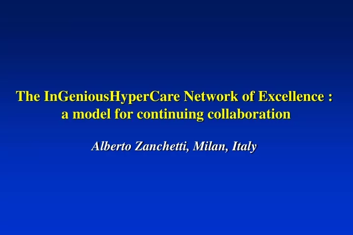 the ingenioushypercare network of excellence