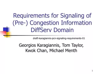 Requirements for Signaling of (Pre-) Congestion Information DiffServ Domain