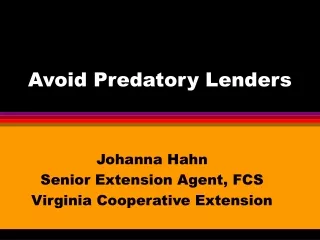 Avoid Predatory Lenders